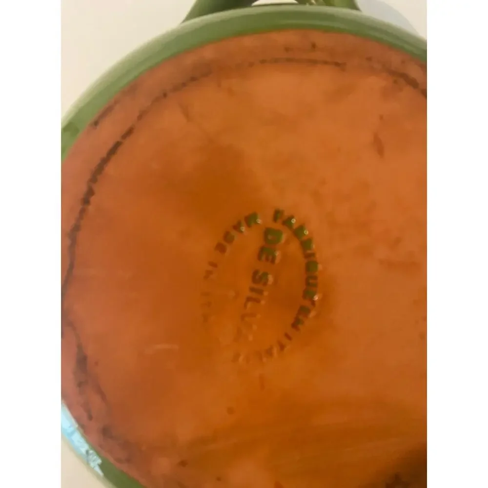 Vtg De Silva Pottery Terracotta Glazed Casserole Soup Bowl W/ Lid, Made in Italy